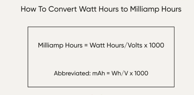how to convert watt hours to milliamp hours
