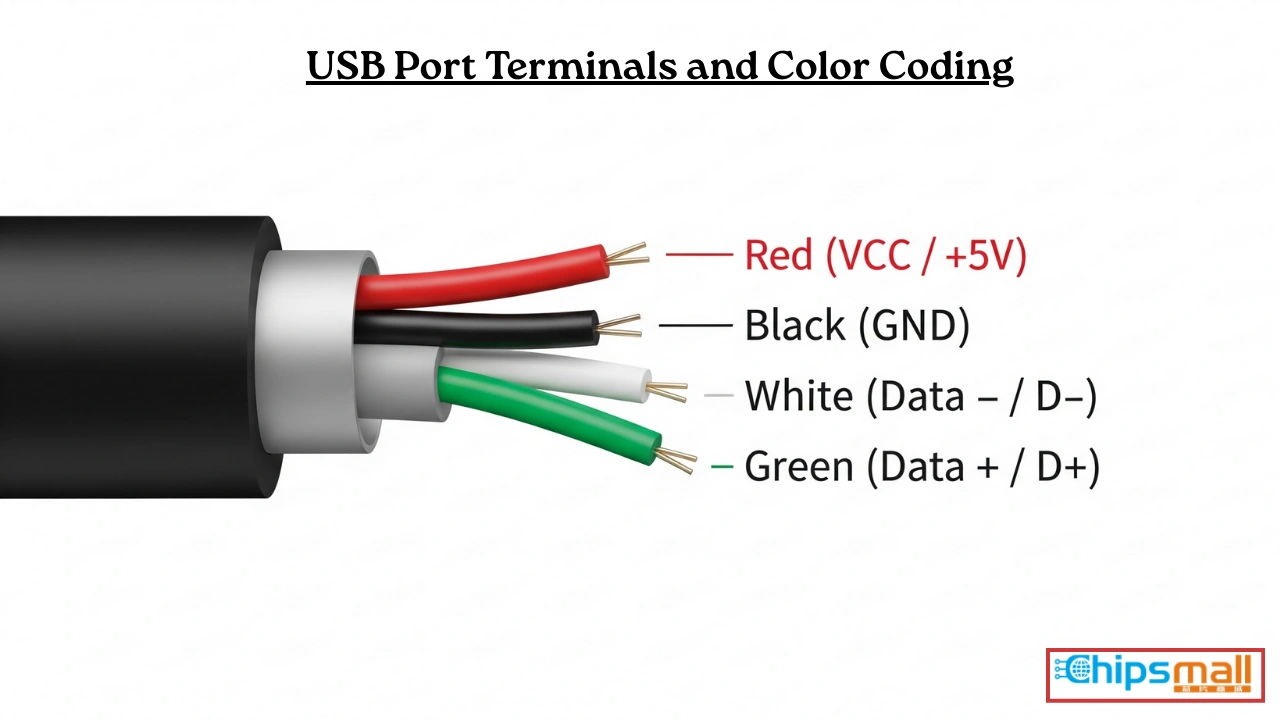 usb port terminals color codind